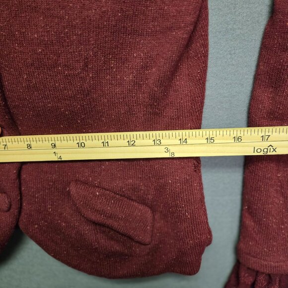 Vintage Style Y2K Preppy Academia Burgundy Cardigan Jacket Lace Cuffs & Button F - Picture 9 of 10